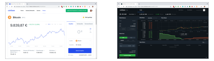 Coinbase und Coinbase Pro